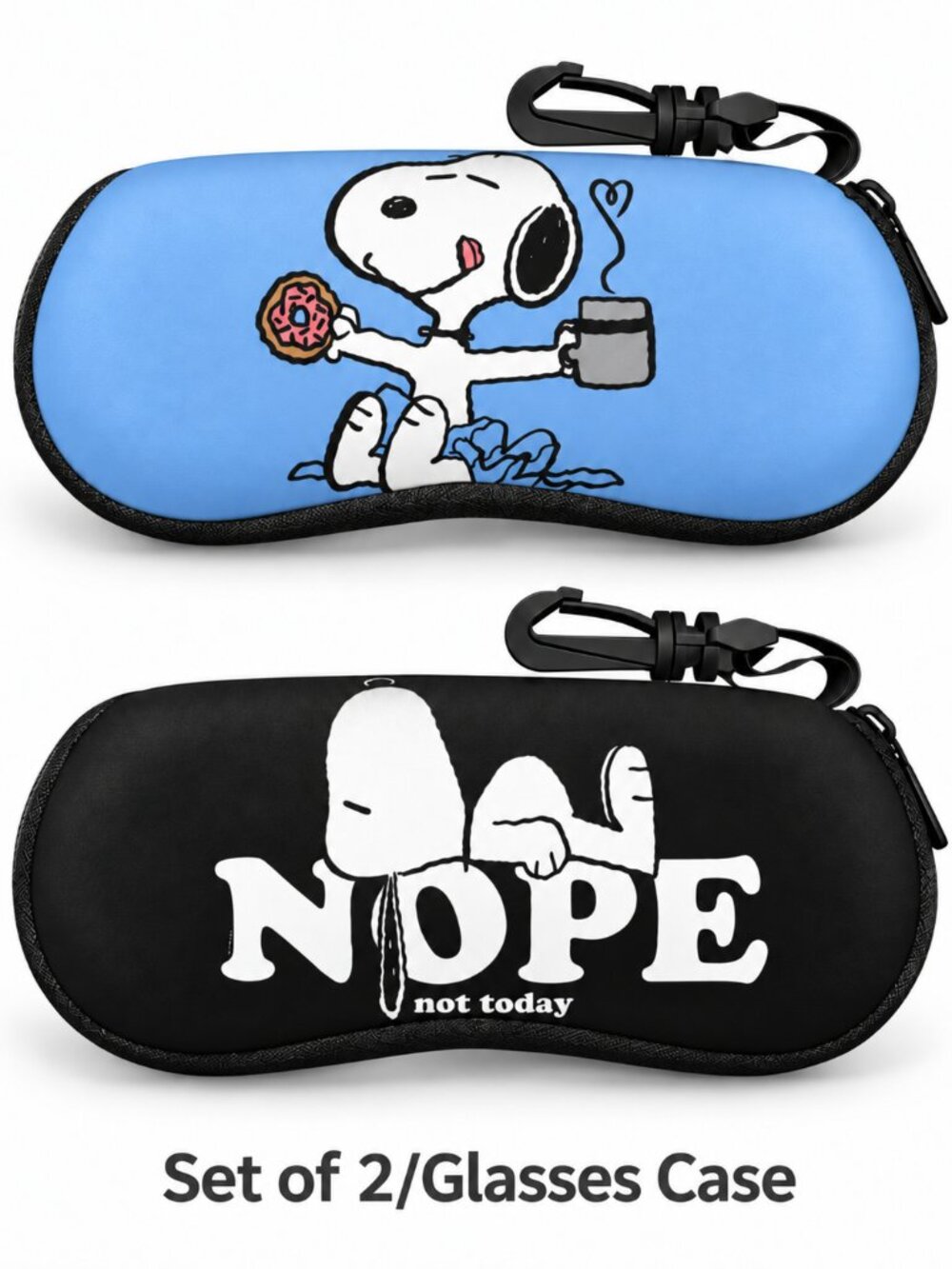 (Set of 2) Snoopys Cartoon Relax Glasses Case Soft Protector Sunglasses Storage